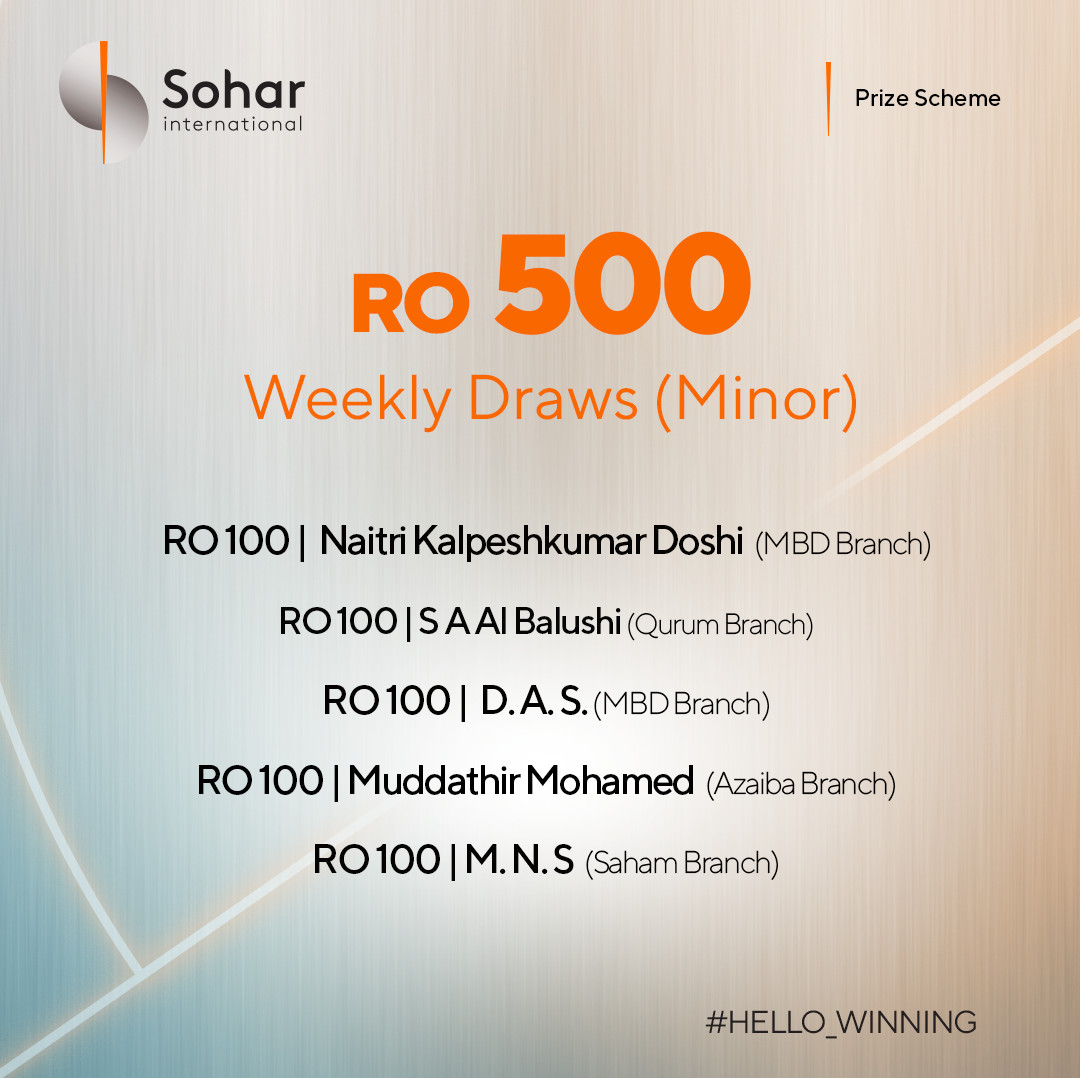 sohar_intl's tweet photo. Congratulations to our lucky weekly winners of our Sohar | Prize Scheme 2020!
Start saving today and stand a chance to be our next winner. For more information, contact us on
24730000 or visit https://t.co/xJpVZBGWta
#Hello_Winning https://t.co/3tkSGGFux4