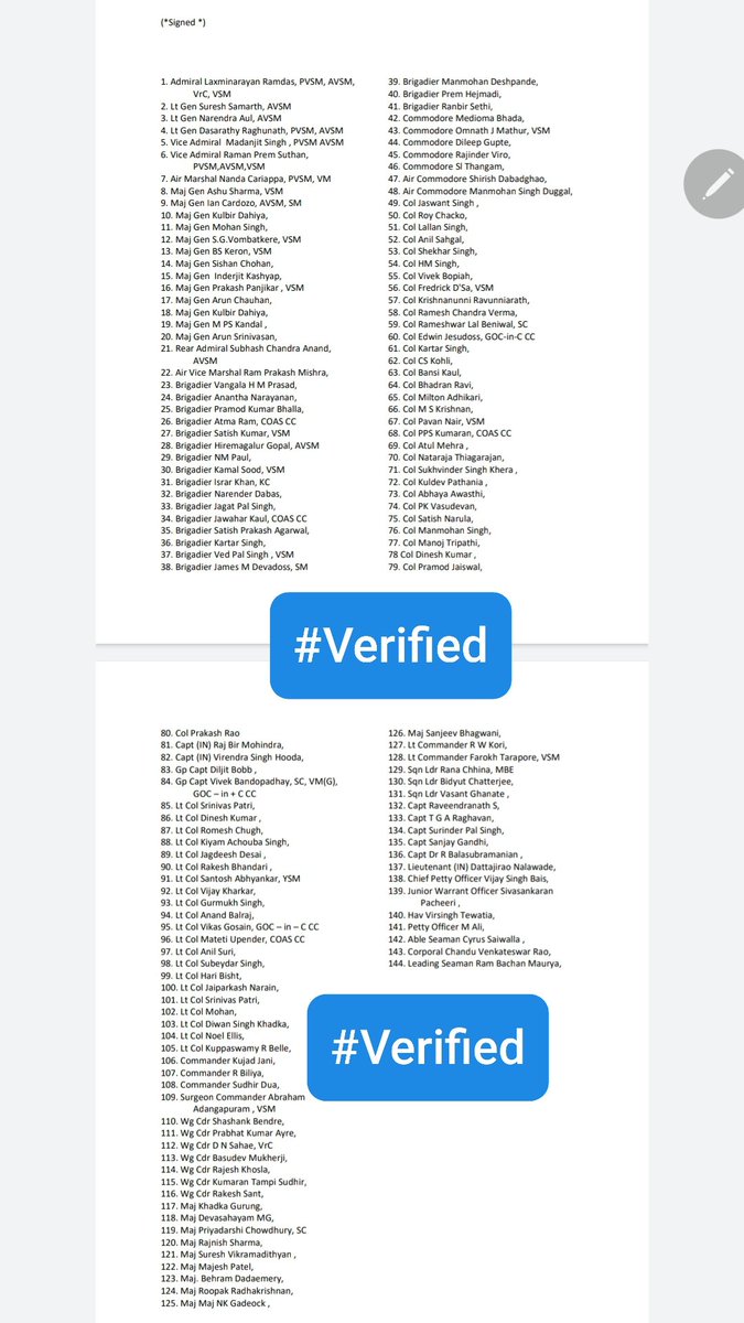  #VERIFIED  VERY IMPORTANTGroup of 144 Armed Forces Veterans have signed a 'Statement on China' sent to PM Modi, Raksha Mantri, CDS & the Chiefs of the Army, Navy & IAFStatement was sent to the above on July 2nd. Now accessed, it's raises concerns & imp questions1/4