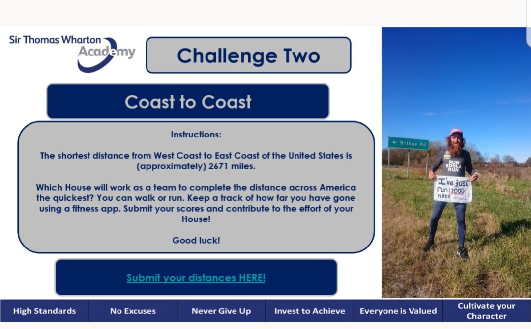 VSW V: Challenge 2 'Coast to Coast'
Have you dodged the rain clouds and tried to walk or run your contribution towards the 2671mile house challenge?
Submit your results by 6pm Friday
#besthousewins #2671miles #nevergiveup
