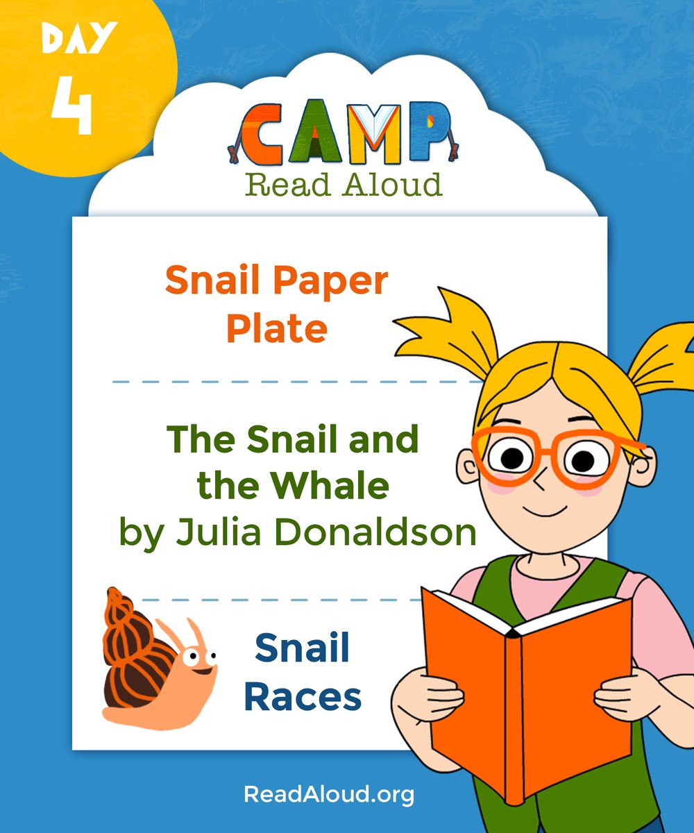 ReadAloud_org's tweet photo. Today, we focus on our little shelled friends. 🐌 Here are the links for the #CampReadAloud craft, book, and activity https://t.co/Gas82c2Eew https://t.co/RKCzOMc1Ph https://t.co/ySpEiNXRBy https://t.co/bEBKdmGN6U