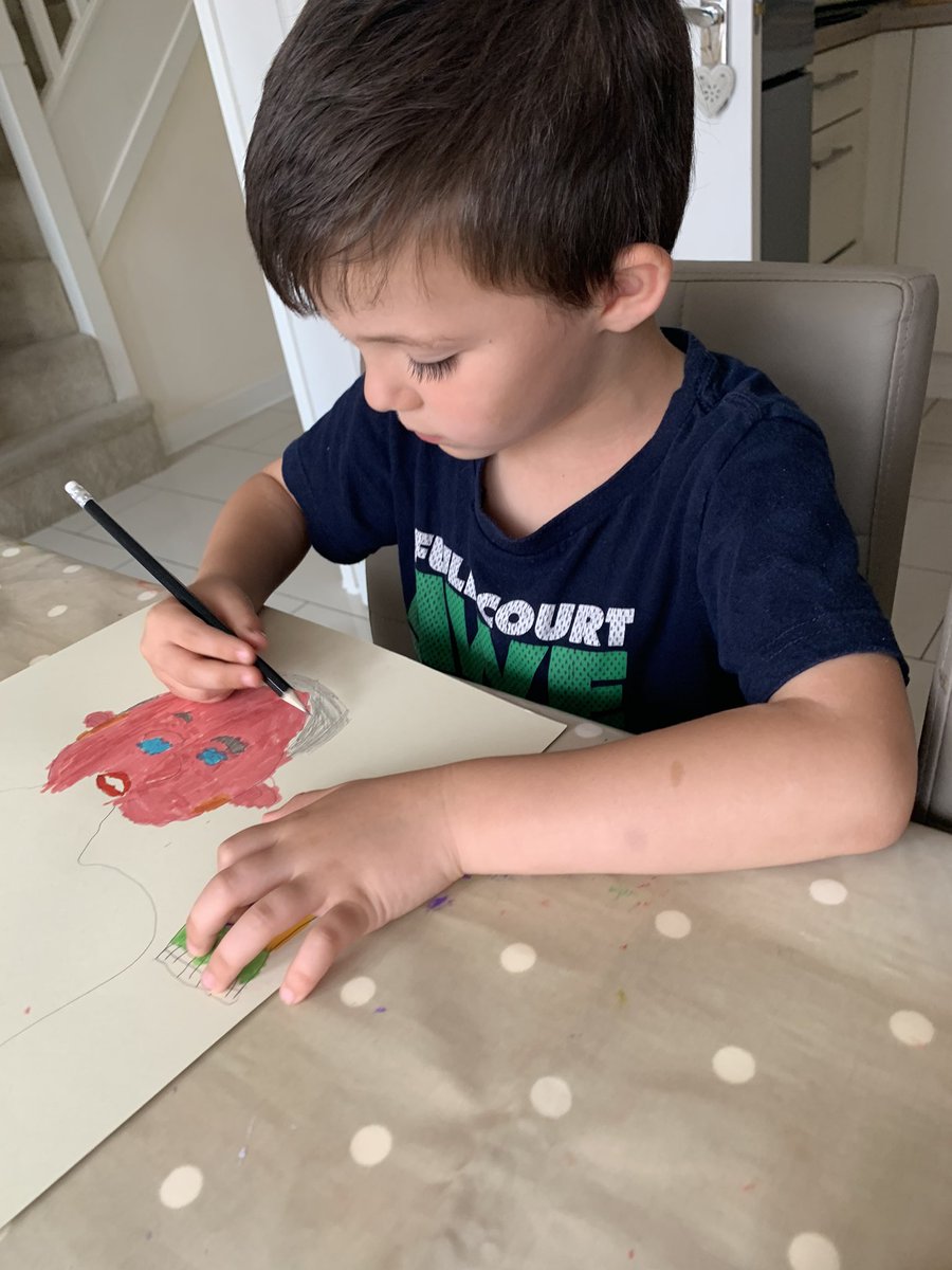 HayleyHen's tweet photo. @MteacherMc @hargreaves_mrs @ClivetheCrane Enjoying Art Week! The boys have done self portraits today. We practised doing diff mark making and using different mediums. These are the ones they’ve chosen to show you. They’ve also started reading their new David Williams books📚 https://t.co/0U3bg1hplk
