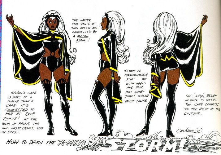 This process reflects some of the inconsistencies in Storm’s design as a character, most notably her costume, which scholar Ramzi Fawaz describes as “disco diva” rather than African Tribal Princess. 4/4