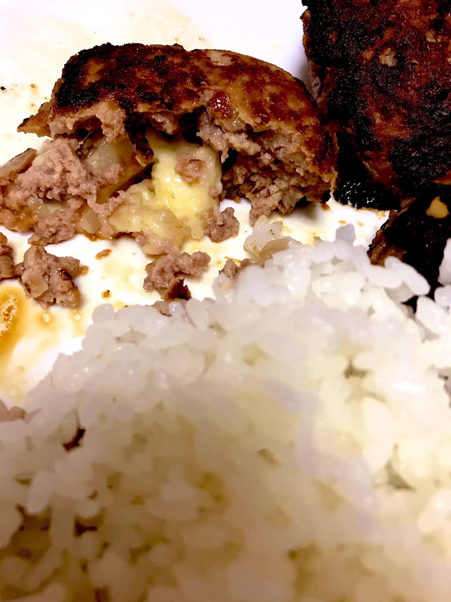 すごい！お家でチーズinハンバーグが作れた！(見た目がアレだが)  