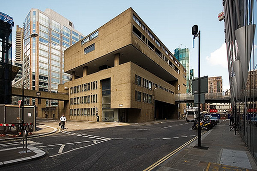1. Milton Court, by Chamberlin, Powell & Bon, separate yet connected to the rest of the Barbican, & built to house various of the City's public services. It had a thrilling tough aesthetic of solids & voids. It was Geoffry Powell's personal favourite, but was demolished in 2008.