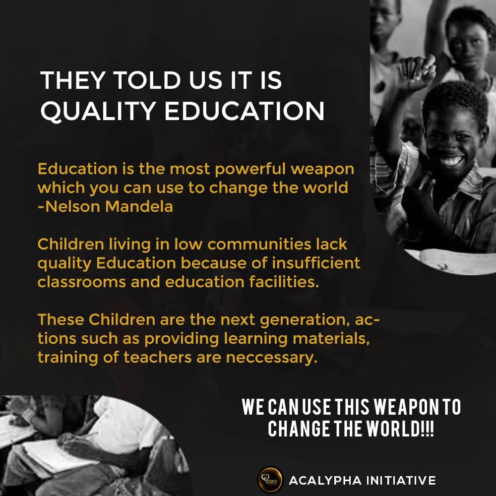 TifehAjayi's tweet photo. *Every child deserves quality education, education is an indispensable channel to fulfillment*
.
.
#restoringhope
#SDG4
#education
#acalyphainitiative https://t.co/Y5q9arZCdh