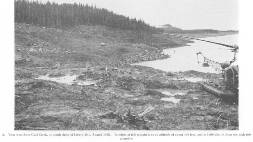 The damage are impressive. On the left picture (from the Miller report), the white parts (not the mountains...) close to the water indicate areas where the trees were destroyed by the wave.The right picture shows a land of desolation, one month after the event...5/8
