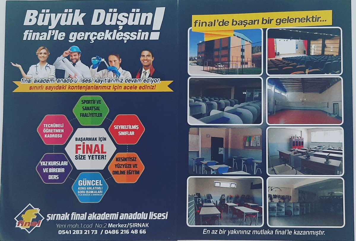 FinalSirnak's tweet photo. HAYALLERİNİZ VE HEDEFLERİNİZ İÇİN DAİMA YANINIZDA OLDUK. BİRBİRİMİZDEN ALDIĞIMIZ GÜÇLE HEP DAHA İLERİYE GİTTİK. ŞİMDİ YENİ BAŞARILAR İÇİN DAHA GÜÇLÜ BİR KADRO VE  DAHA BÜYÜK BİR HEYECANLA BAŞLIYORUZ." FİNAL, BAŞARI MERDİVENİNİ ÇIKMANIZ İÇİN BÜTÜN DENEYİMİYLE YİNE SİZLERLE BERABER https://t.co/SqXswVmbsK