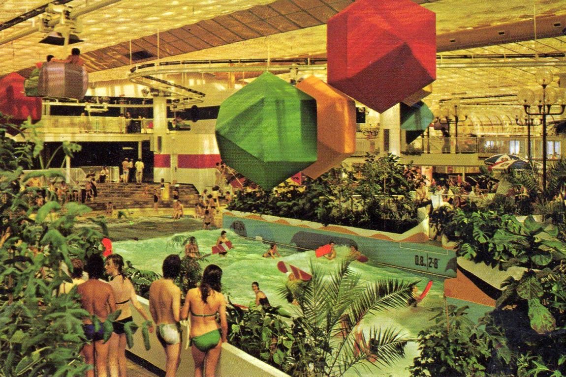 3. Rhyl Suncentre, by Gillinson Barnett & Partners, (opened 1980) had the world’s only internal rooftop monorail, electronically controlled boats for children, & an artificial surfing pool. Early leisure centres disappearing so there may be none left. This was demolished in 2016.