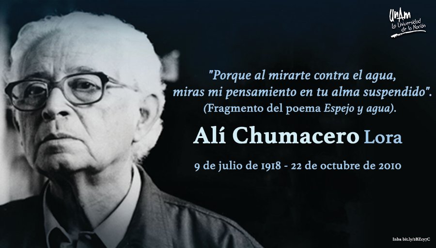 #MásAlláDeCOVID #UnDíaComoHoy de 1918 nació el poeta y editor mexicano Alí Chumacero 📖. Él fue miembro de la @AMLengua y recibió el Premio Xavier Villaurrutia y la Medalla Belisario Domínguez. Explora su trayectoria en @revista_unam > bit.ly/2AAiL9G #SigueCuidándote