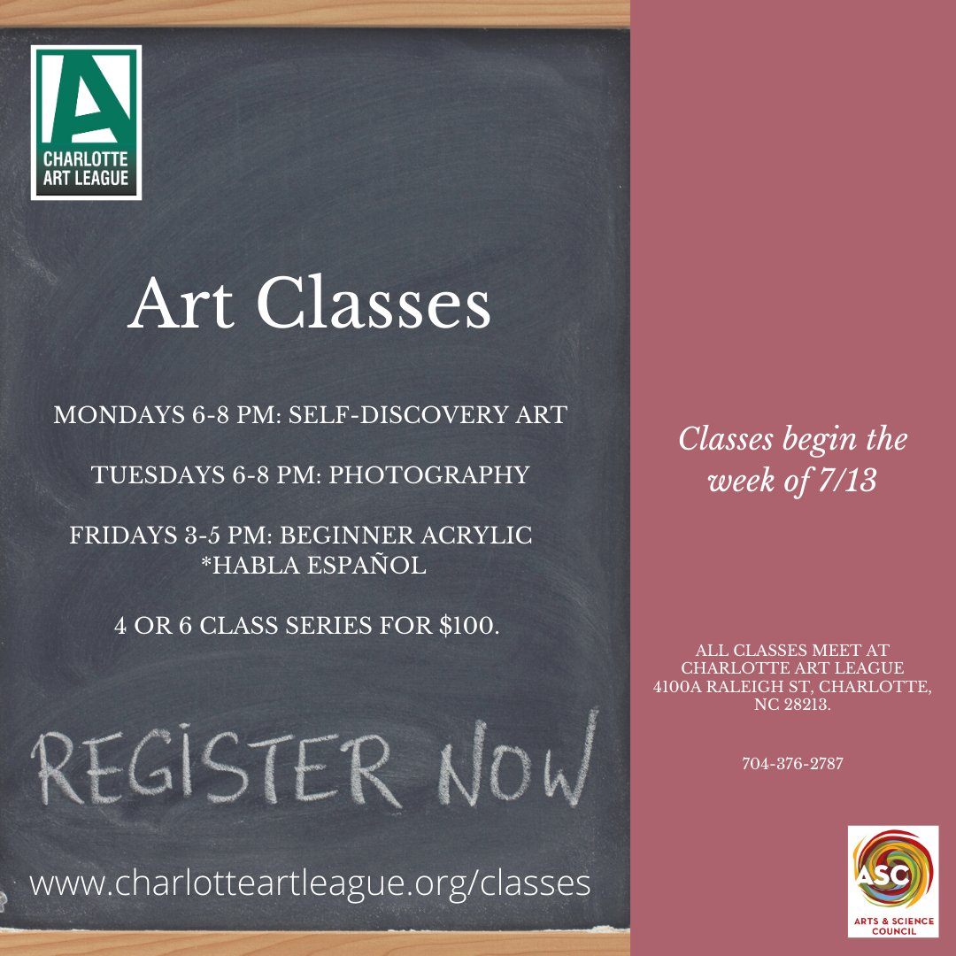 We know you want to leave your house. Grab a mask, muster up some creativity, and reserve your spot for an art class at Charlotte Art League. Don't wait! Space is limited due to COVID restrictions. www.charlotteartleague/classes. Link in bio.