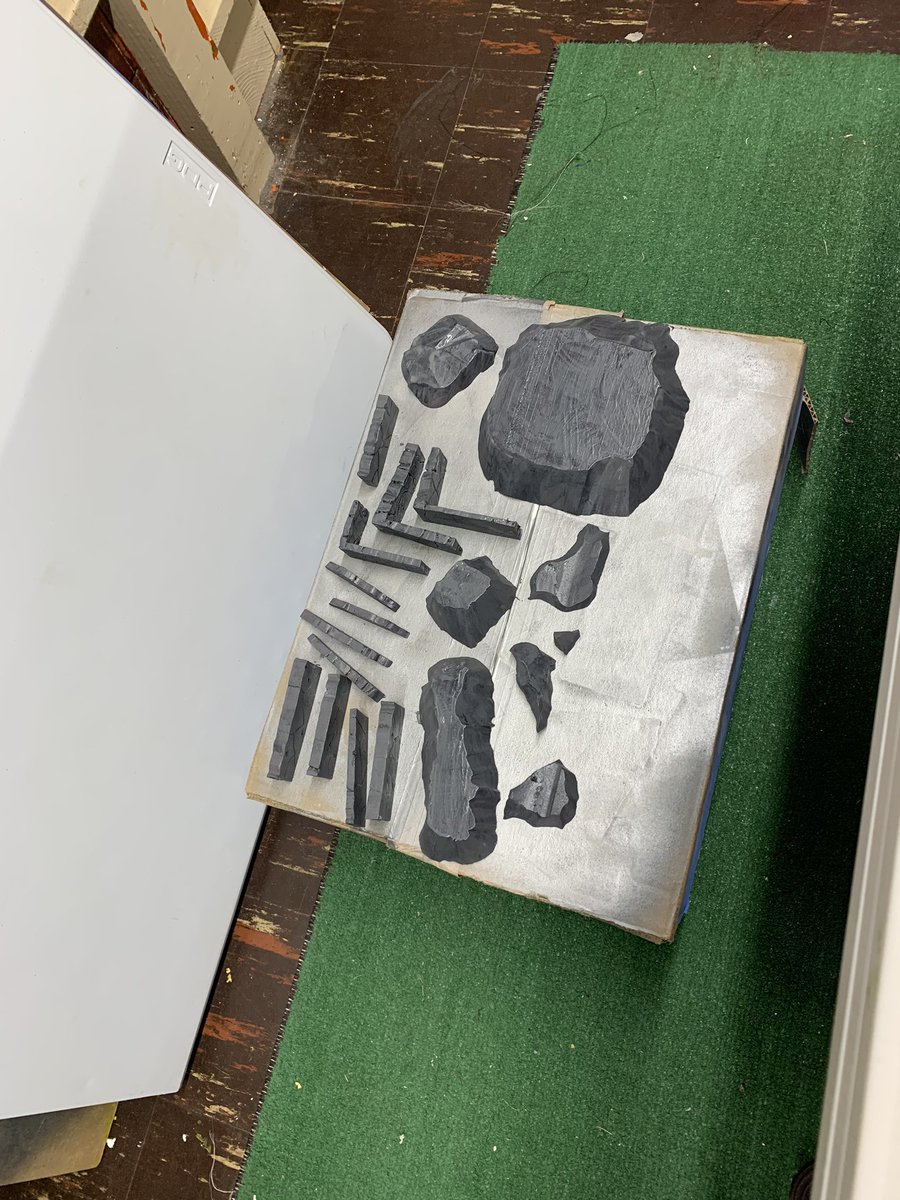 diceofrdtable's tweet image. First coat of gray on the 5 boxes of #tableready terrain.