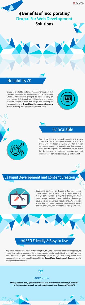 elenamia250's tweet image. 4 Benefits of Incorporating Drupal For Web Development Solutions
#Drupal #webdevelopment allows businesses to develop e-commerce websites, blogs, stores, payment gateways, and more. See our top 4 benefits of hiring a #Drupalwebdevelopmentcompany.
medium.com/@elenamia/drup…