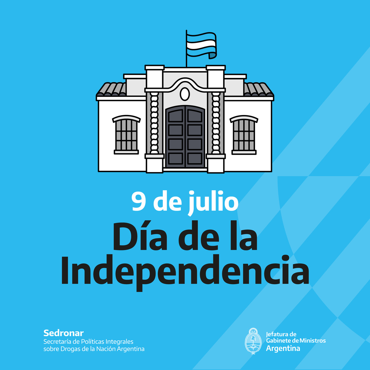 Sedronar's tweet photo. En un nuevo aniversario de la declaración de nuestra patria como una nación libre y soberana, reafirmamos nuestro compromiso como Estado para que todas y todos formemos parte de un proyecto que nos incluya y nos permita lograr nuestros sueños. ¡Feliz día de la independencia! https://t.co/C3Po2gT7Rc