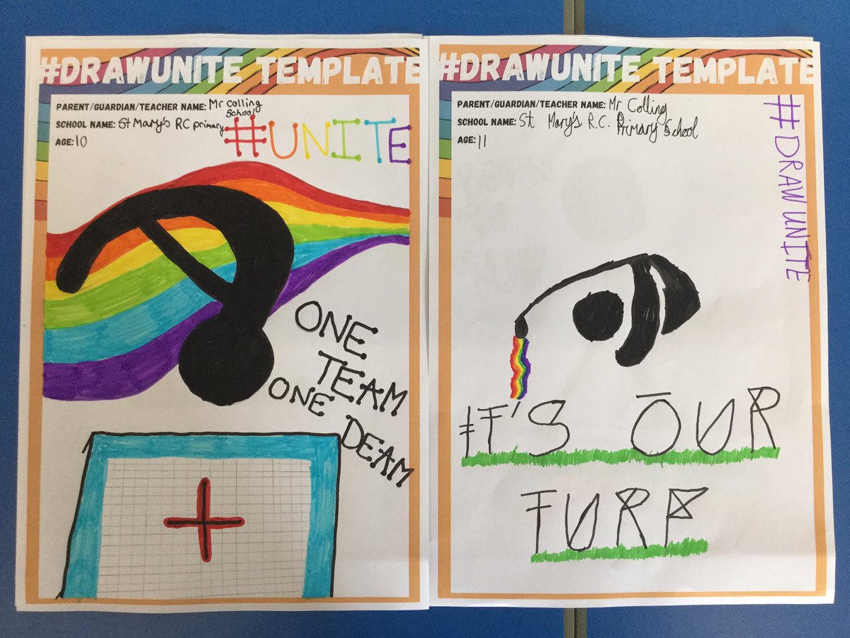 whickhamstmarys's tweet photo. Some more amazing Year 6 designs for their #DRAWUNITE posters. @GatesheadSSP #WeAreStMarys https://t.co/EZXeTpW158