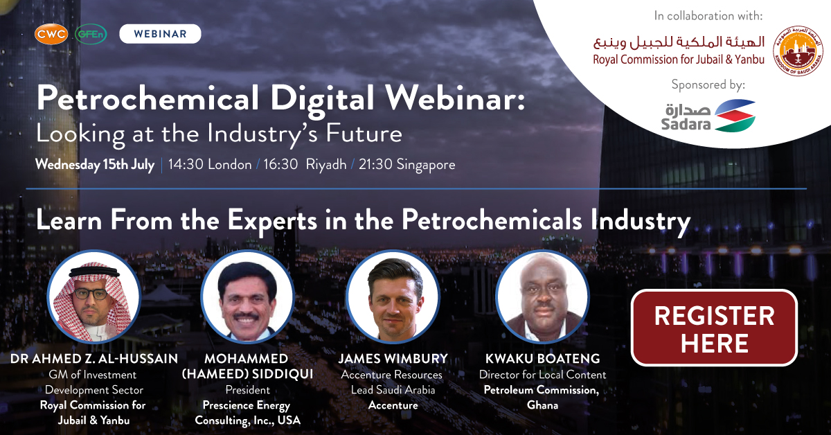 Our #webinar in collaboration with <a href="/pr_rc_jubail/">RCJY</a> and sponsored by <a href="/Sadara/">Sadara | صدارة</a> is taking place in less than a week, providing a platform for the #petrochemical industry to find the way forward in the current industry landscape.
Book online: bit.ly/2Zf9NZ3