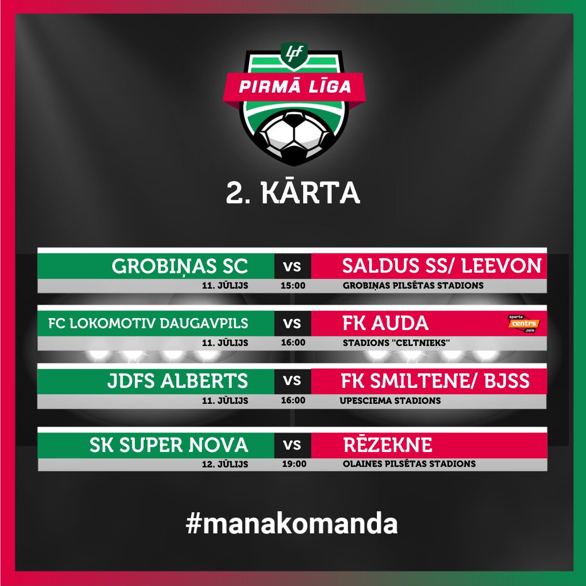 kajbumba's tweet photo. Augstāk, tālāk, stiprāk🔥

🚀Futbola 1. līgas 2. kārta🚀

Tiekamies stadionos🏟️

#manakomanda https://t.co/fVe93IjseW