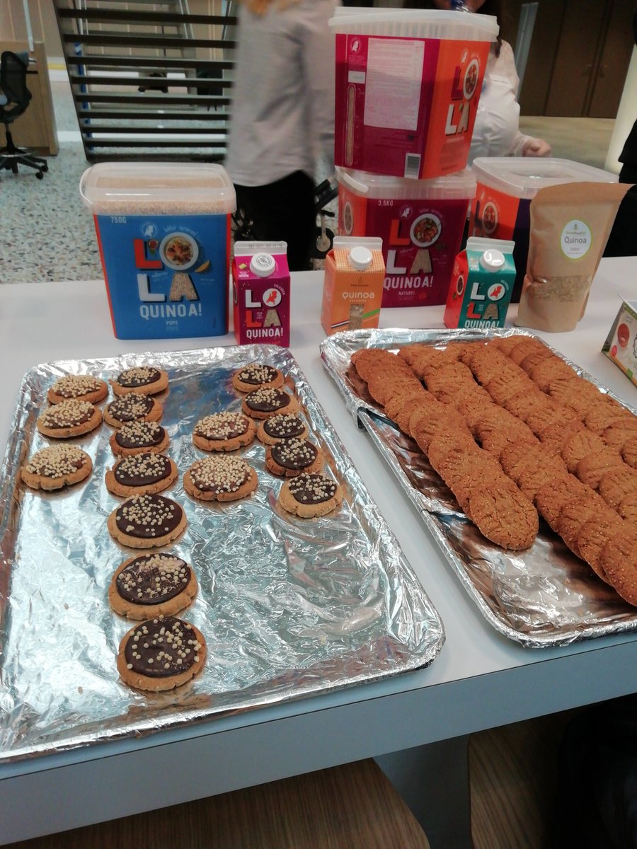 Meedoen met de quinoa bijeenkomst. Goede ontvangst met zelfgebakken quinoa koekjes. Lekker