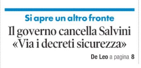 Che importa se abbiamo gravi problemi sulle infrastrutture, intere aree del Paese isolate e lavoratori che non vedono i soldi della cig. Sbarcano persone infette e si apre la partita dei decreti sicurezza da cancellare! La mangiatoia ricominci. #governodellavergogna #rassegna