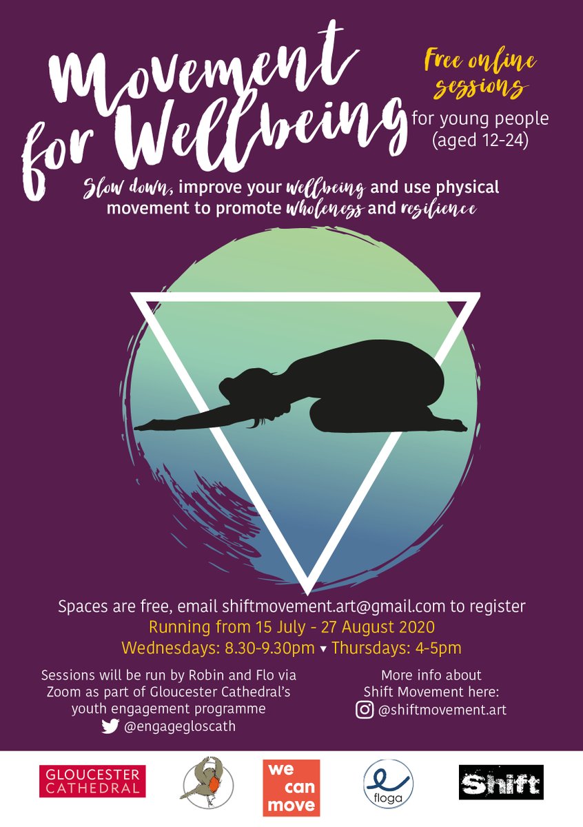 EngageGlosCath's tweet photo. We're thrilled to partner with @wecan_move to support #MovementforWellbeing sessions for young people! Starting on 15 July, running for 7 weeks, young people aged 12-24 can join free online sessions at 8.30pm on Wed &/or 4pm on Thursdays. Details here: https://t.co/FRa2wR7qqh https://t.co/Sqx4wogv0I