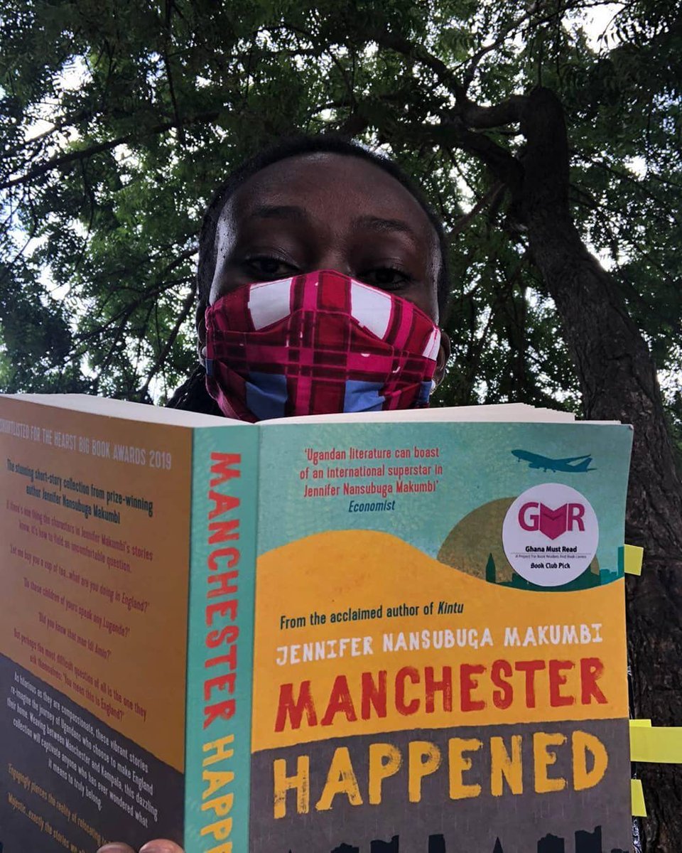 GhanaMustRead's tweet photo. Book Club during a pandemic has been all sorts of weird. But make it fashion! This month we're reading Makumbi's Manchester Happened as part of our 6 month African Lit Marathon from July to the end of the year.  Join us, send a DM https://t.co/F4c8uiZ23p