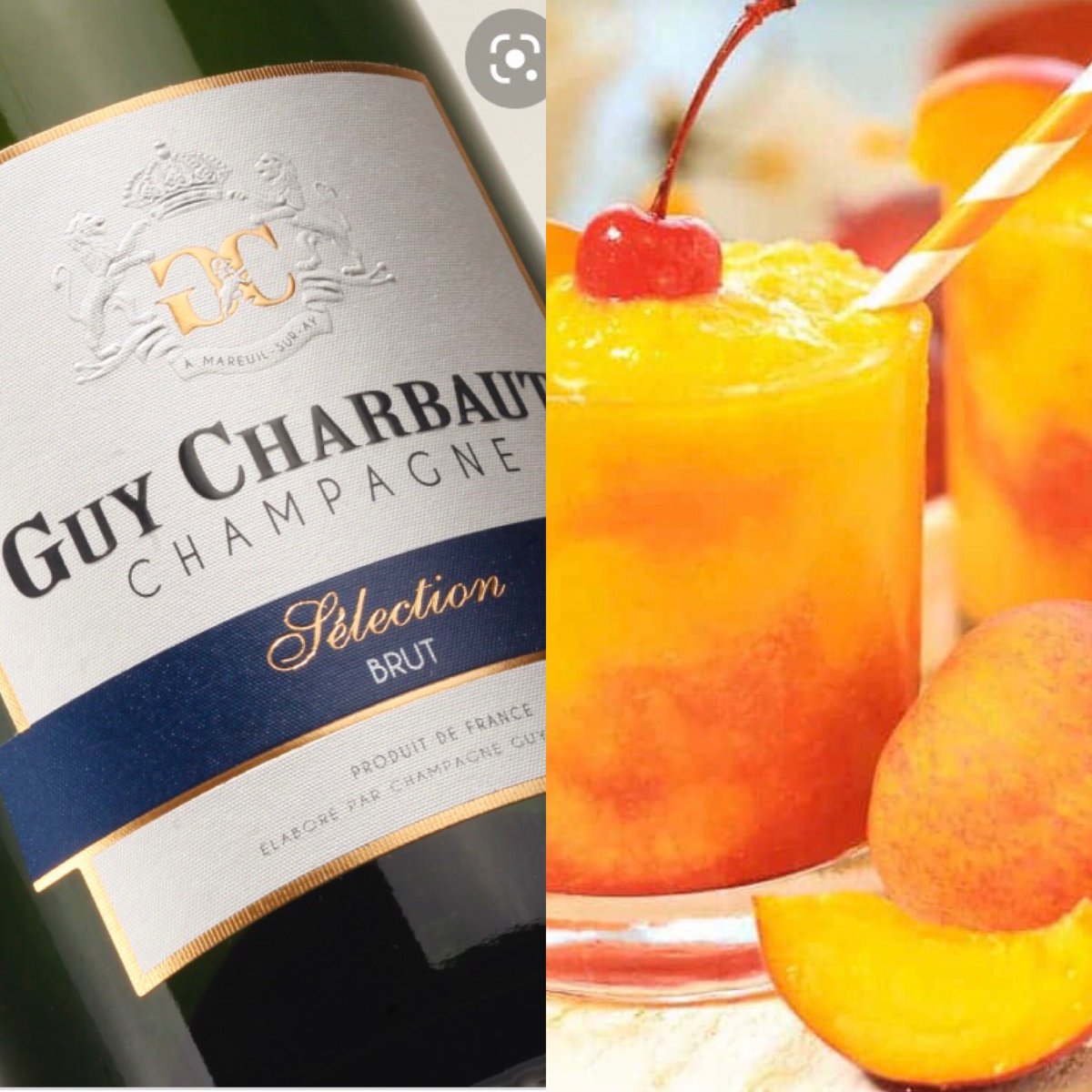 ⭐️ Champagne Cocktail of the week ⭐️ Bring back the sun with this refreshing Frozen Peach Champagne Cocktail 🍹