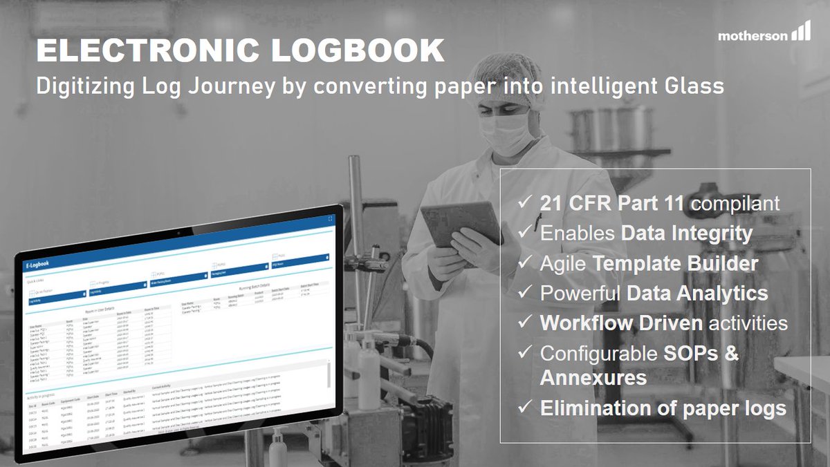 shms_healthIT's tweet photo. eLog, a single web based solution complying with 21 CFR part 11 requirements.
https://t.co/550BtODnDF connect@smhs.motherson.com
#SMHS #Automation #Compliance #Analysis #LogBook #DigitalLog #PaperLessLog #eLog #ElectronicRecord #DataAcqusition #DataProtection #Corona … https://t.co/T1E7JVaOw6