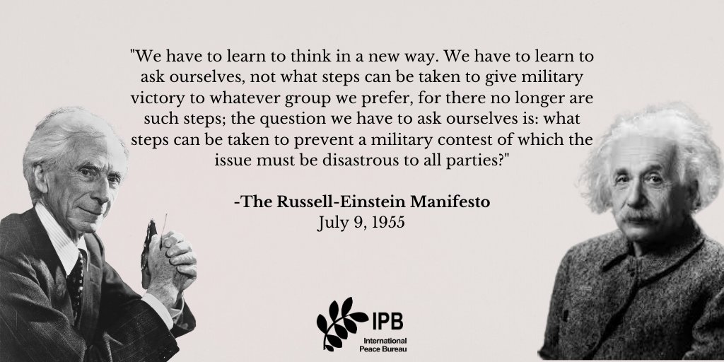 Verval Tweede leerjaar aan de andere kant, تويتر \ IPB - International Peace Bureau على تويتر: "65 years ago, Albert Einstein, Bertrand Russell, and nine other scientists/intellectuals released a manifesto calling for an end to war and warning of Verval Tweede leerjaar aan de andere kant, تويتر \ IPB - International Peace Bureau على تويتر: "65 years ago, Albert Einstein, Bertrand Russell, and nine other scientists/intellectuals released a manifesto calling for an end to war and warning of