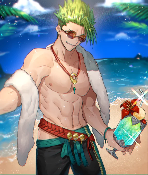 水着アキッッッ!FEのシルヴァン君がカッコいい水着着てたので声一緒だし着せてみました。アキレウス水着実装して下せえ? 
