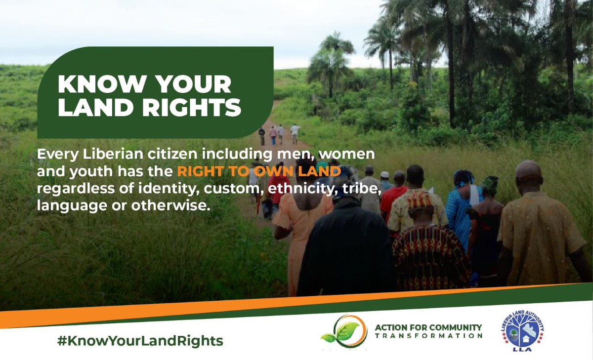 ActLiberia's tweet image. This is an official launch of the Know Your Land Rights Campaign by Action for Community Transformation (ACT). Kindly follow us closely for weekly information from the Land Rights Act of 2018.  Invite many persons to like our page so they too can be educated.