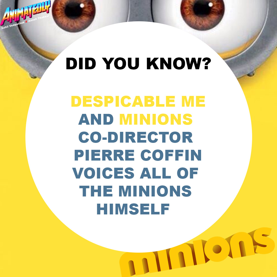_animatedly_'s tweet photo. ANIMATION FACT- Minions💛
@UniversalPics @Minions
#Animatedly #NYOST #animationfacts #DespicableMe #animation #FactCheck #UniversalPictures #Minions https://t.co/FfZFMwHe8U