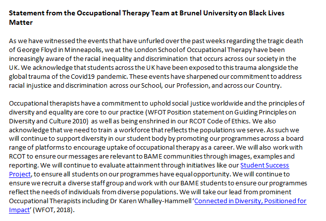 We released our statement in support of  #BlackLivesMatter   on 15 June 2020 - and received feedback from our students. We recognise that allyship is a verb and words need to be followed up by action, hence the establishment of our RACE Working Group.