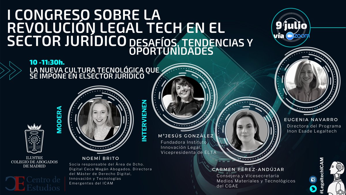 incamnoreste's tweet photo. Comienza la 1ª mesa del "I Congreso sobre la revolución #LegaltechICAM, para explicar "La nueva cultura tecnológica que se impone en el sector jurídico". Modera la directora del #MásterDigitalICAM y responsable del área de #DerechoDigital en @CECAMAGAN,… https://t.co/koIEsz69tc https://t.co/KS78IG6jeq