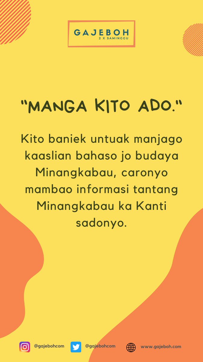 gajebohcom's tweet photo. Tantang kito https://t.co/odcwil8j0J

#Minang #CaritoKanti #Kampuang #TuahSakato https://t.co/sR1rQKLkbw