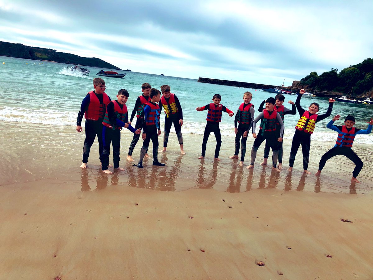 DLSjsySport's tweet photo. A great start to our day...@absolute_jersey. #DLSyear6 boys enjoying a day of water sports to celebrate finishing @DLSjsy - Primary School. https://t.co/h7XxzIbd6w