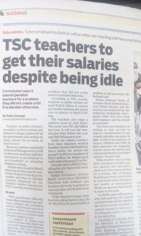 KiguruWanjiru's tweet photo. #StandardDigital Press media should treat teachers with decorum. The word idle is derogatory and demean the status of pedagogue
'Teachers are being paid while staying safe' is a better headline. https://t.co/ziFFxc85sv