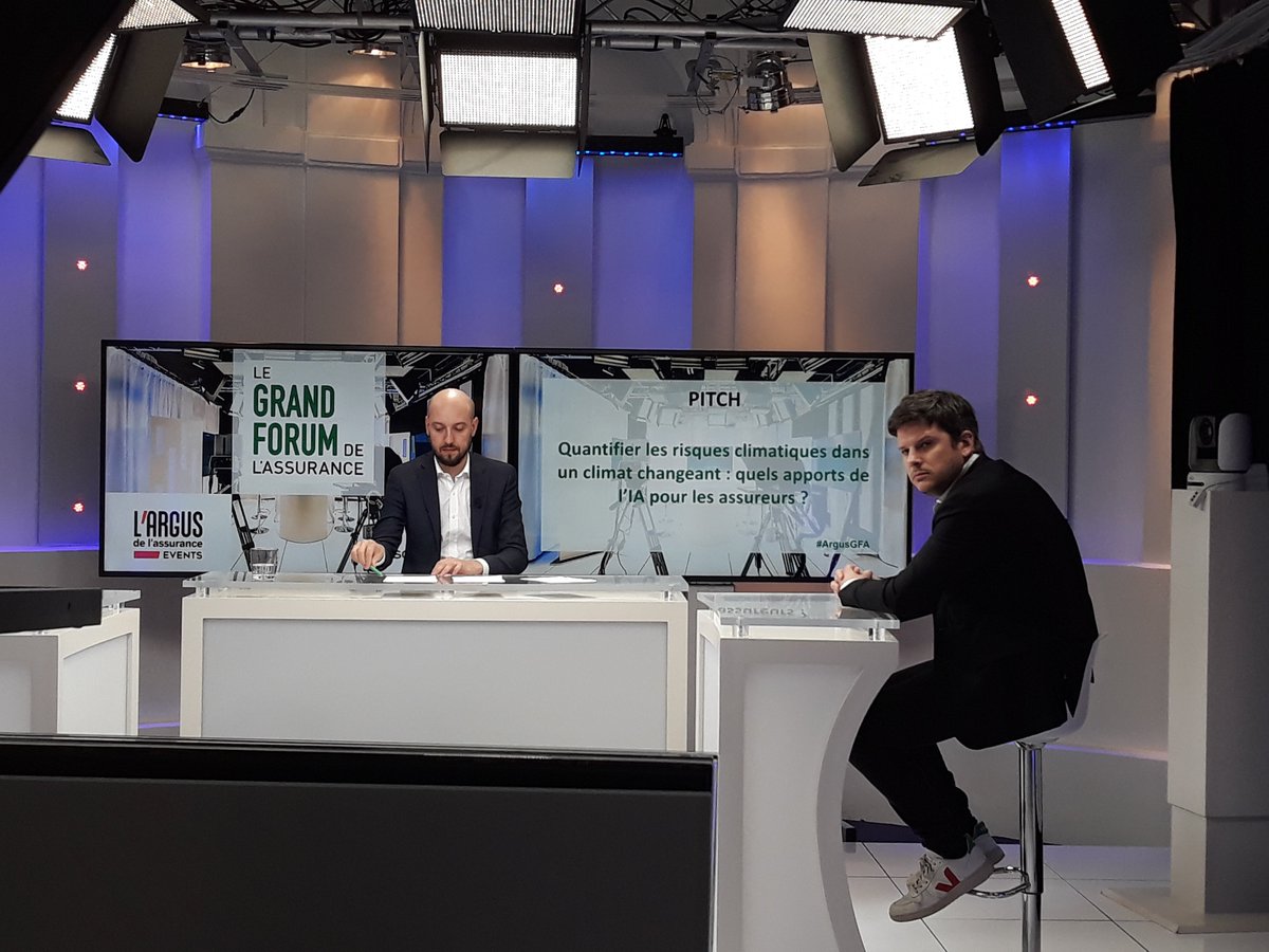 Quantifier les risques climatiques grâce à l' #IA, le pari d' <a href="/axionable/">Axionable</a>. Alexis Hannart et <a href="/gwendalbihan/">Gwendal Bihan</a> en direct sur #ArgusGFA