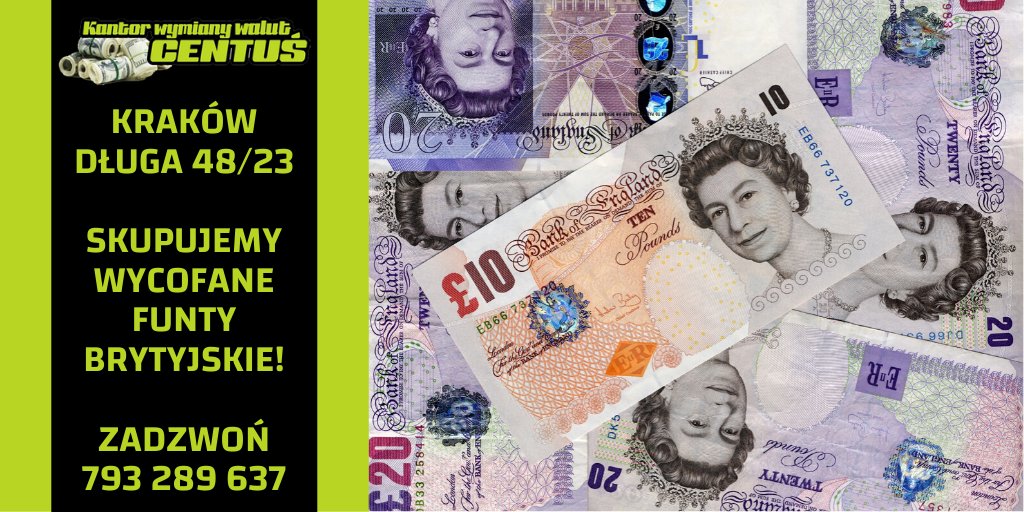 KantorCentus's tweet image. Zarób trochę gotówki na sprzedaży wycofanych z obiegu funtów brytyjskich! Wpadnij do naszego kantoru i skorzystaj z tej możliwości! O cenę pytaj telefonicznie: 793 289 637
bit.ly/KantorCentus

#funtybrytyjskie #funtbrytyjski #gbp #wycofanefunty #skupfuntów #kraków #funt #skup