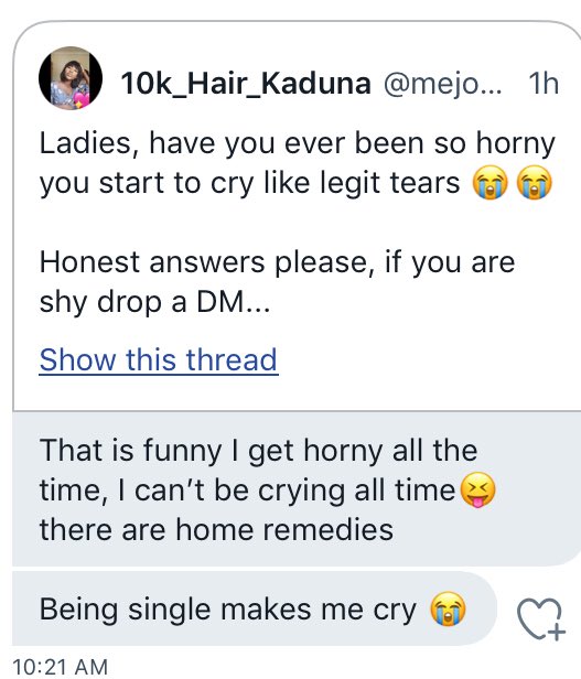 Ladies, have you ever been so horny you start to cry like legit tears Honest answers please, if you are shy drop a DM...