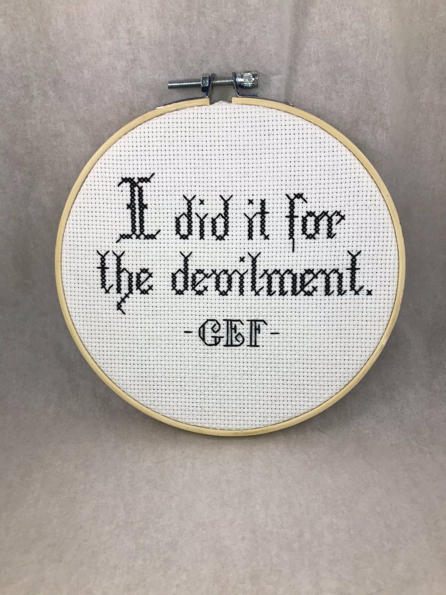 pumpkinindenial's tweet image. I couldn’t help myself. I made a Gef the talking mongoose cross stitch, which is now up on my etsy: Pumpkin In Stitches! @LPontheleft #gefthetalkingmongoose #honkhonk