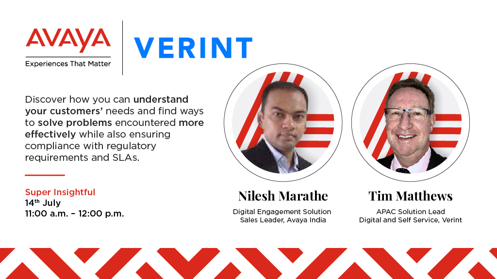 Verint explores #knowledgemanagement, #compliance and #productivity in #crisismanagement in our upcoming series of webinars in partnership with <a href="/Avaya/">Avaya</a> India. Register now for events from 14-17 July to gain actionable insights for the future at ow.ly/J1ov30qWIw0 #VerintIndia