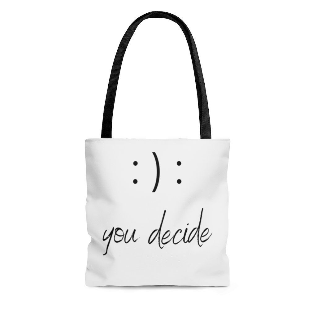 HeadStreet2's tweet photo. We always have a choice of whether to smile or not. This tote bag reminds us of that.  #etsy  #totebag https://t.co/uO5VL4ogBK https://t.co/3YIHg04nl9