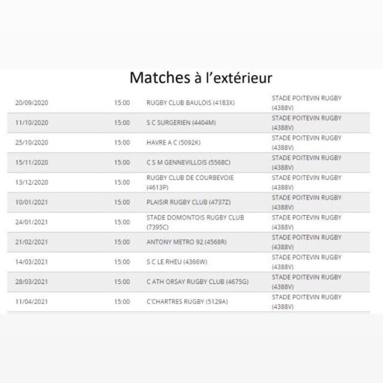 Le calendrier est enfin arrivé 🤗
La saison 2020-2021 de nos seniors débutera avec un match à domicile le 13 Septembre ⚫️⚪️