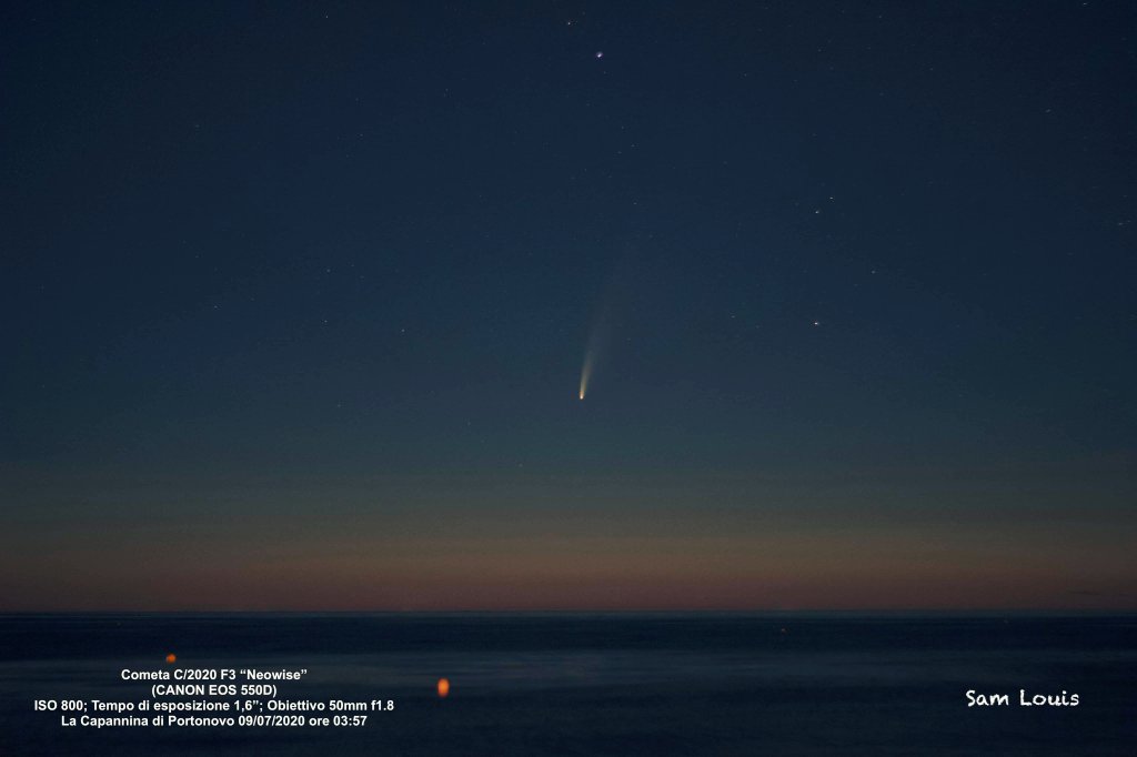 SamLouis_CICAP's tweet photo. La bellissima Cometa @c2020f3 ripresa questa mattina fra le 03:45 e le 04:00 da @portonovo_baia ad #Ancona in uno degli scatti si vede anche il transito della @Space_Station
#SamLouis #Astronomy #FUTURO24 #RaiNews #Comet #Neowise #CICAP #Coelum #SpazioMagazine https://t.co/3XXfm0SKI3