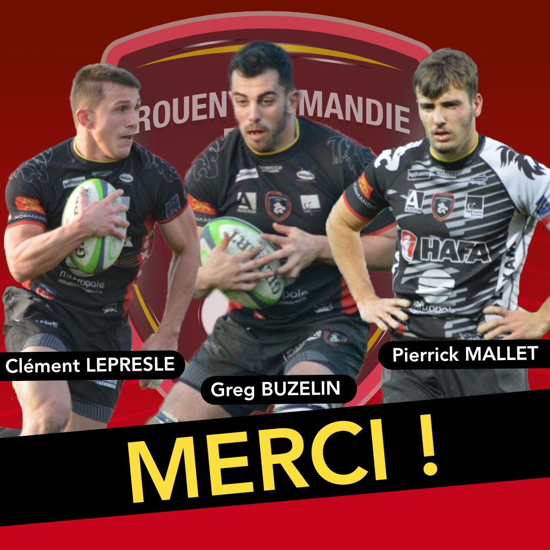 RouenNdieRugby's tweet photo. Nous voulions également remercier nos 3 espoirs qui s'entrainaient avec le groupe pro depuis 2 saisons et qui ont participé à quelques rencontres de F1 ou Pro D2 !
Merci à C.Lepresle (Rennes EC), G.Buzelin (HAC Rugby) et P.Mallet (Stade Bagnérais ) 🙏 https://t.co/VqebGiVGZQ