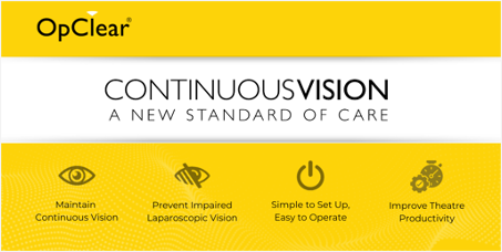 Cipher_Surgical's tweet photo. OpClear has been designed for use in complex laparoscopic cases to provide continuous intra-abdominal vision, maintaining a surgical flow associated with fewer surgical errors and shorter operating times. Visit https://t.co/Lo8nNEZY5M to learn more #continuousvision https://t.co/FqUG3T7eyS