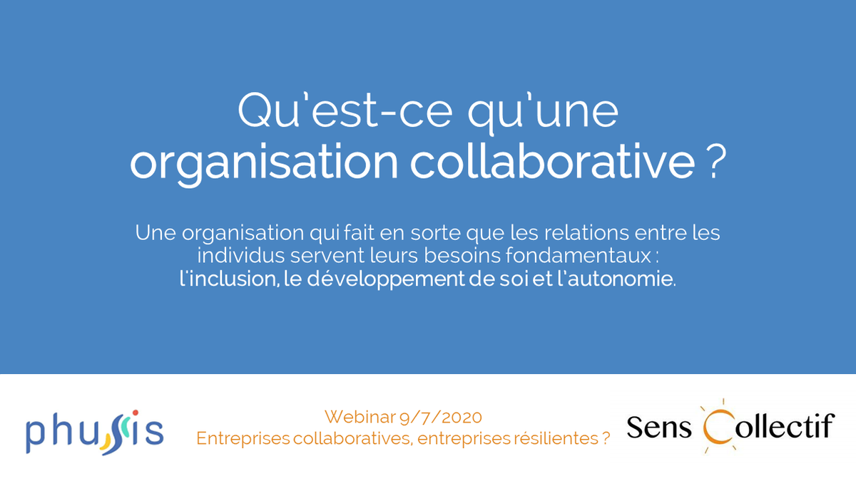 PhusisPartners's tweet photo. #webinar SensCollectif et Phusis c'est parti ! Et si on commençait par définir ce que l'on appelle une #organisationcollaborative ? @PNegaret @Templay #ElinaBadetz https://t.co/StqfBLNxeM
