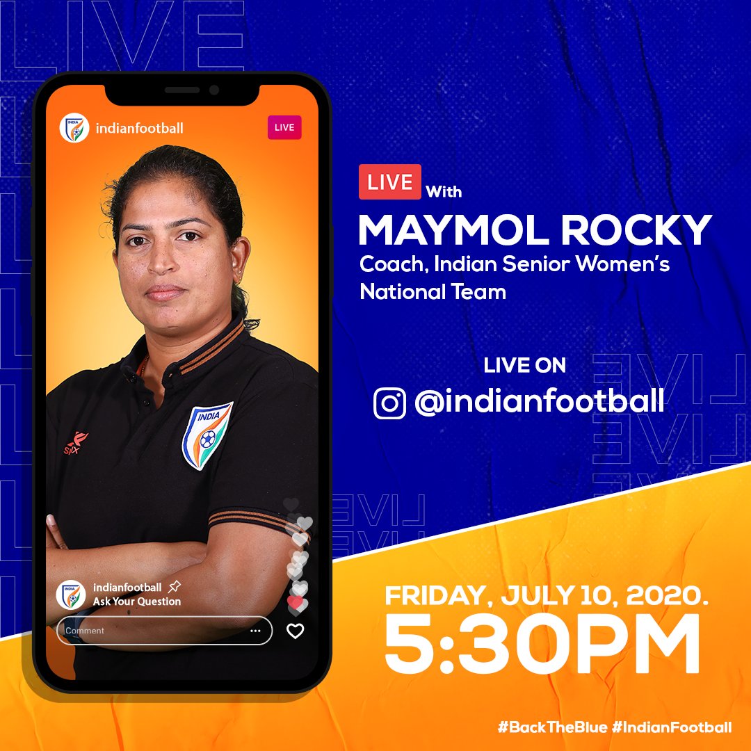 1⃣ Day to go 😱 Set your watches ⌚ for 5.30 PM IST tomorrow, as we go LIVE 🔴 on the #IndianFootball ⚽ Instagram handle with Indian Women's Team 🇮🇳 head coach @maymolrocky 🤩 #AskMaymol 💬 #BackTheBlue 💙 #ShePower 👧