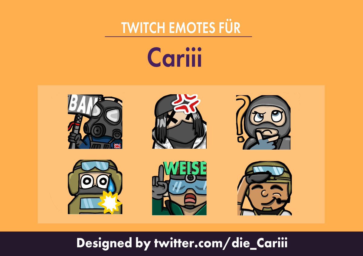 6 weitere Twitch Emotes für mich selber, diesmal in der Rainbow six Siege Edition 😬