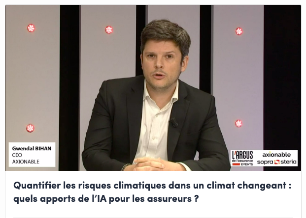 Notre CEO <a href="/gwendalbihan/">Gwendal Bihan</a> on stage au Grand Forum de l'Assurance pour parler des apports de l’#IA pour les assureurs, pour quantifier les risques climatiques notamment. #ArgusGFA #SustainableAI <a href="/Axionable_BA/">Axionable Banque & Assurance</a> <a href="/argusassurance/">L'Argus de l'Assurance</a> <a href="/EvenementsARGUS/">L’Argus de l’assurance Events</a>