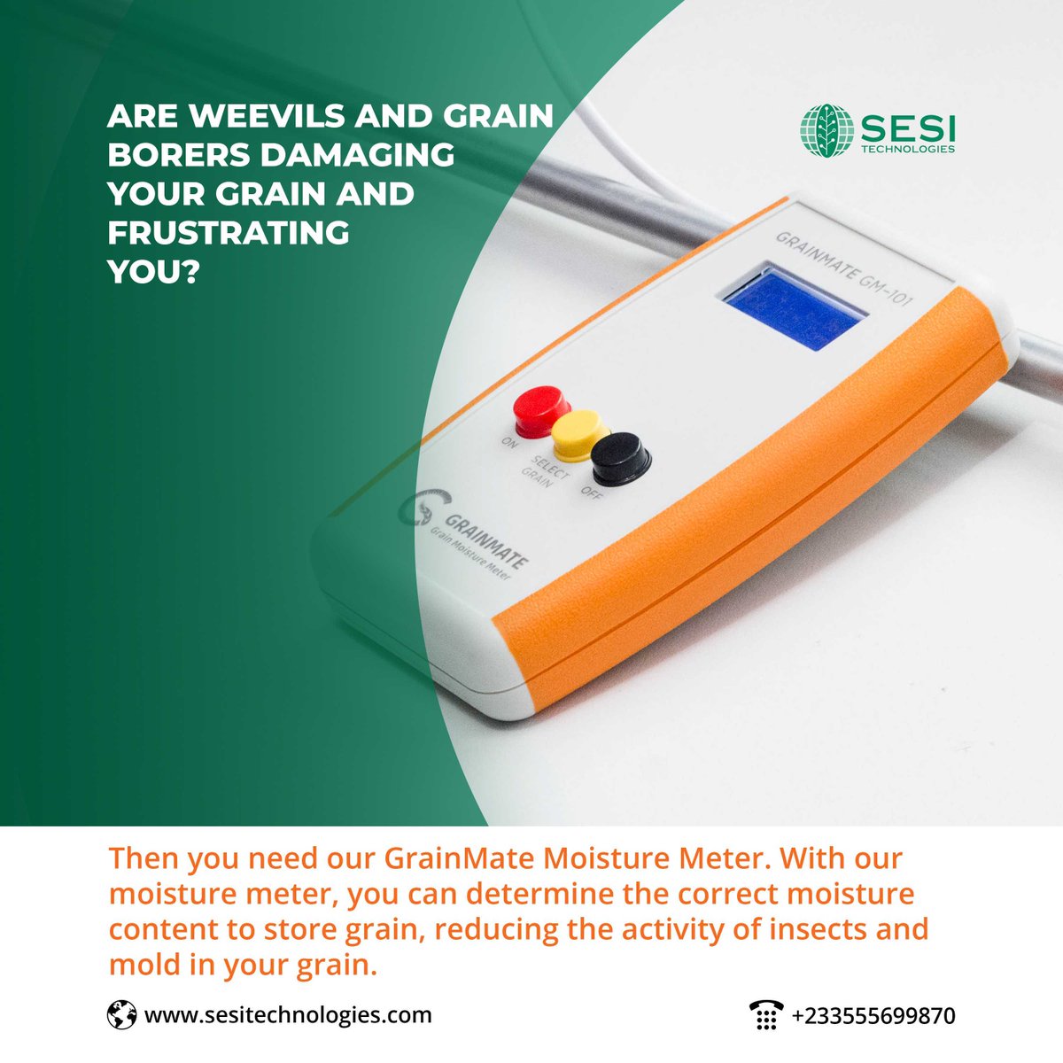 sesitechgh's tweet photo. Call us now on 055 569 9870 to get yours!
#sesitechnologies #grainmate #grainmoisturemeter #agritecghana #food #ghana #productpost #grainsinghana https://t.co/C4hh3UzPrt
